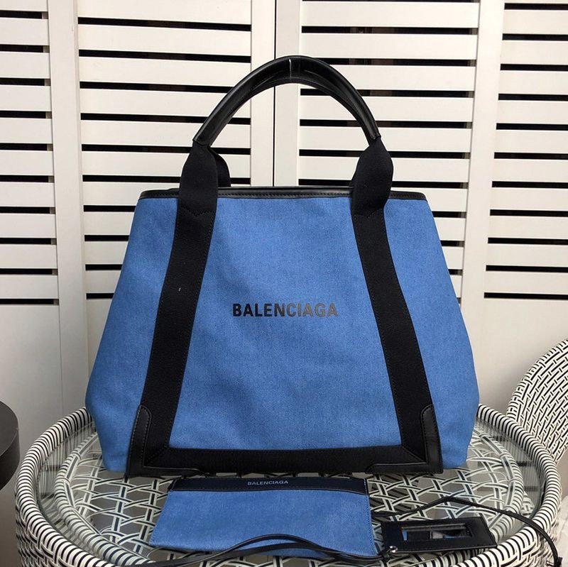 No.1 Popular Balenciaga Navy Cabas Replica M Tote Black x Beige ban19599