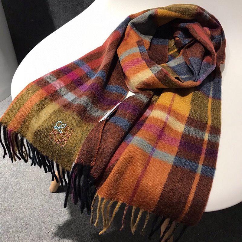 Free shipping Loewe check scarf copy (cashmere) loj52249