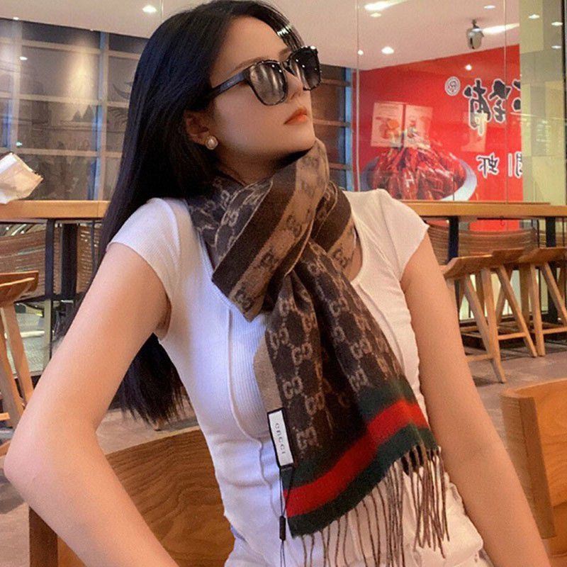 Cute Gucci unisex! GG mark replica striped wool scarf guf78761