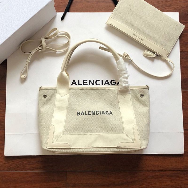 ☆Super popular☆Balenciaga Navy Cabas replica XS tote beige x white baf78319