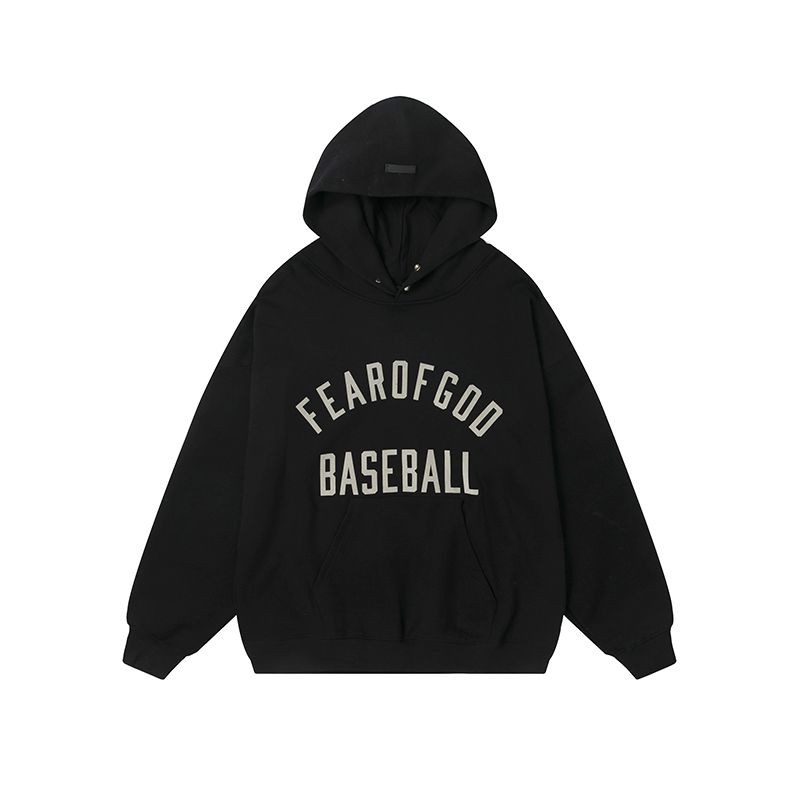 New for Fall/Winter Fear of God Baseball Hoodie Fake Black fin27800