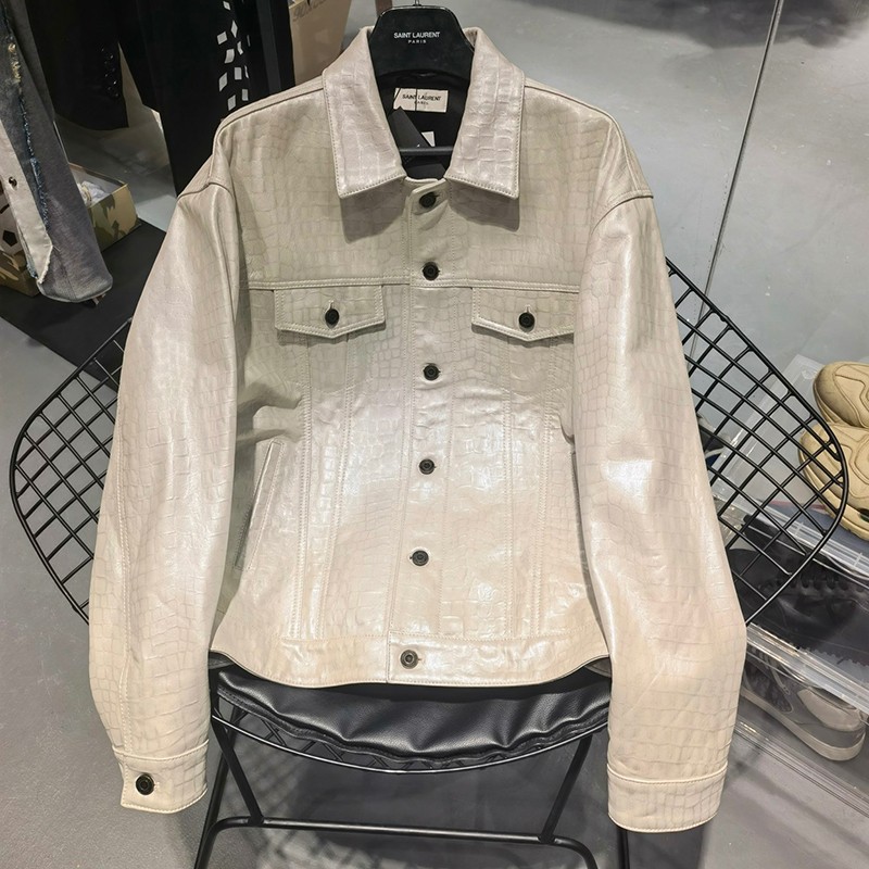 Yves Saint Laurent Replica Denim Style Button Jacket in Smooth Leather 529949YC2OC100 Yves Saint Laurent Replica Denim Style Button Jacket in Smooth Leather 529949YC2OC100