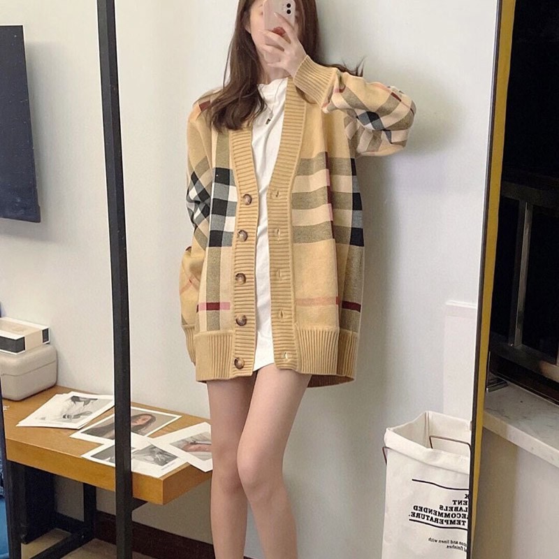 ★Japan!! Popular! Burberry Replica Striped Mohair Blend Cardigan Bag11139