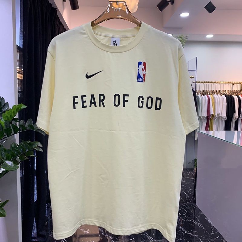 Very popular: Fear of God Nike NBA collaboration T-shirt copy, beige, fif38545