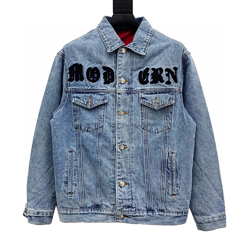 [Not available in Japan] Gucci Jacket Replica Apple & Heart Cat Organic Denim Jacket guv68423