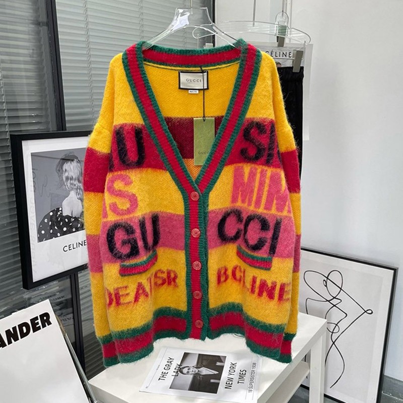 Sure to sell out! Gucci 100th Anniversary Cardigan Tops Replica Brushed Mohair gul22894