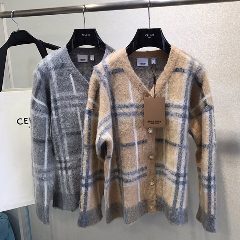 21-22AW Burberry Check Pattern Oversized Knit Sweater Replica Bal92979