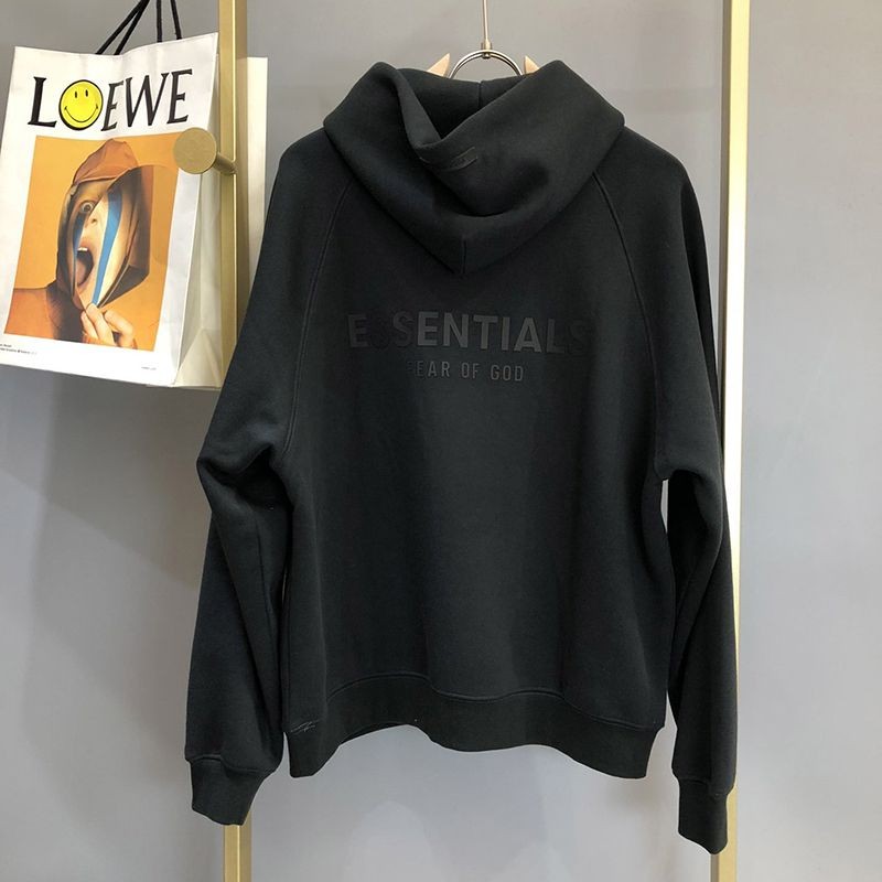 Battle Fear of God ESSENTIALS Fake Hoodie Black fia71144