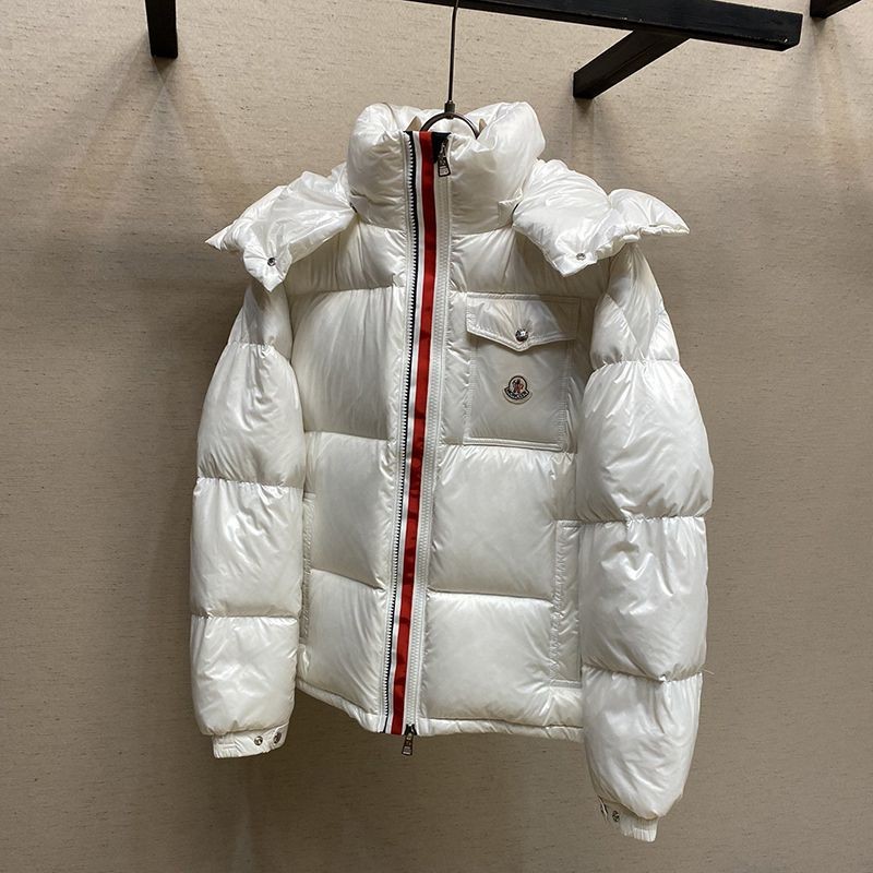No.1 popular Moncler hooded down jacket replica white mok55184