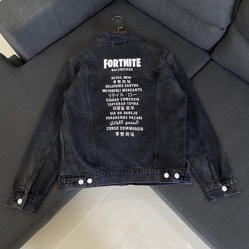 21AW New Balenciaga Replica Fortnite?2021 EPIC GAMES, INC Large Fit Jacket Denim Black 684001TEW051055