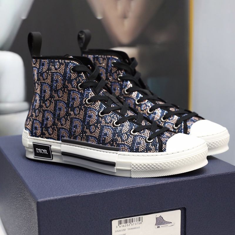 Rare color Dior B23 high top sneakers copy ★ Strass Oblique det62221