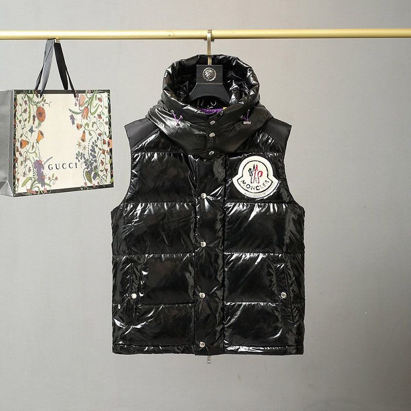 [Free Shipping] Moncler x Palm Angels Replica Down Vest Black mos74695
