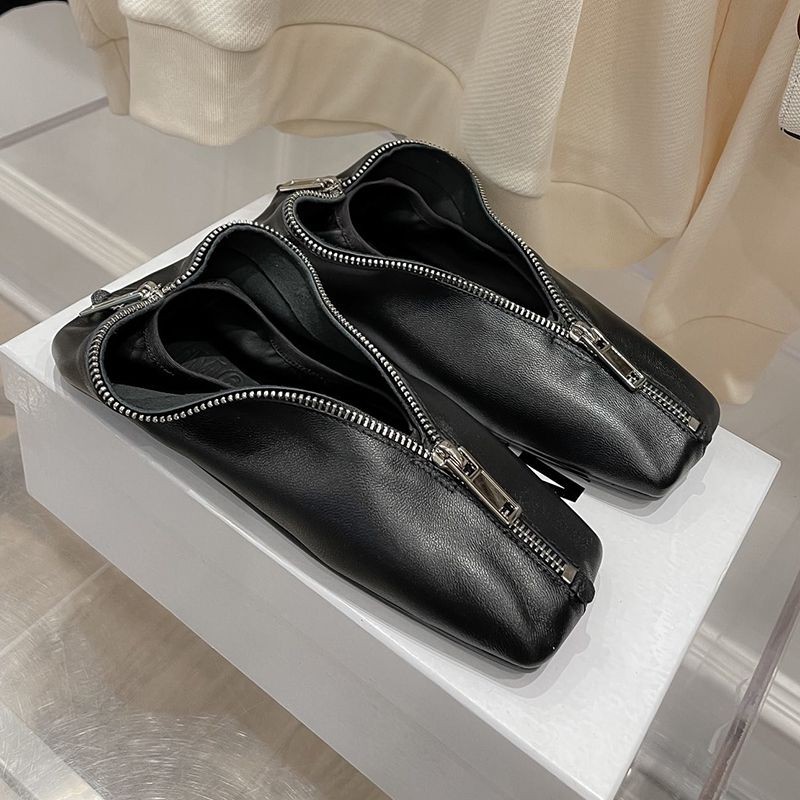 [Limited Color] Maison Margiela Zip-up Ballet Flats Replica Black Max77863