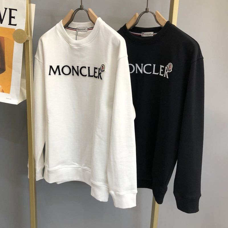 Sold out Moncler Replica Lettering Flocked Logo Cotton Fleece Sweatshirt 2 Colors mog93697