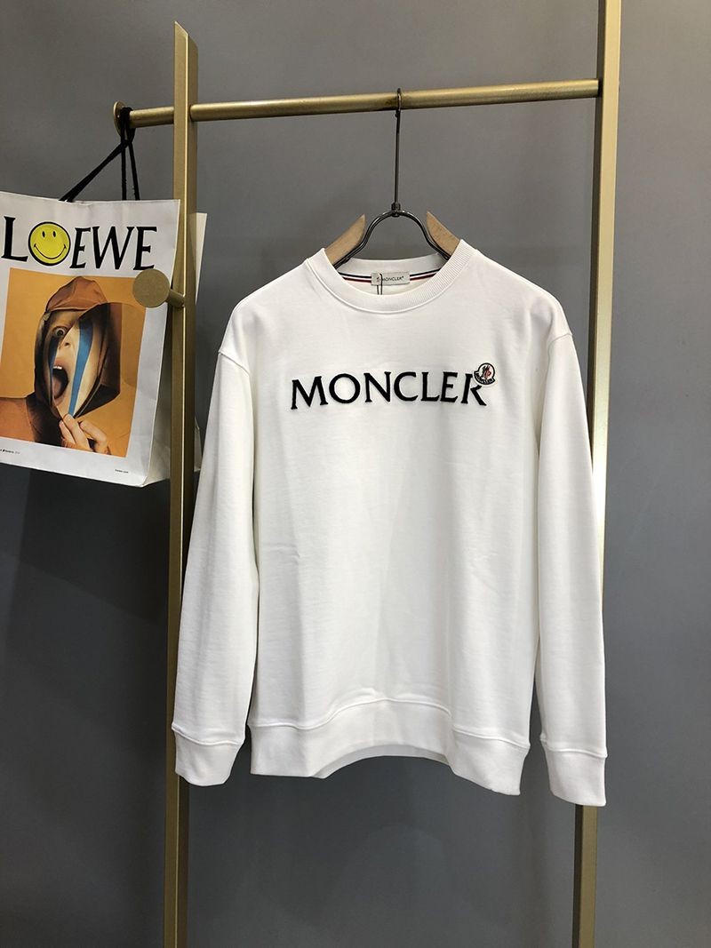 Sold out Moncler Replica Lettering Flocked Logo Cotton Fleece Sweatshirt 2 Colors mog93697