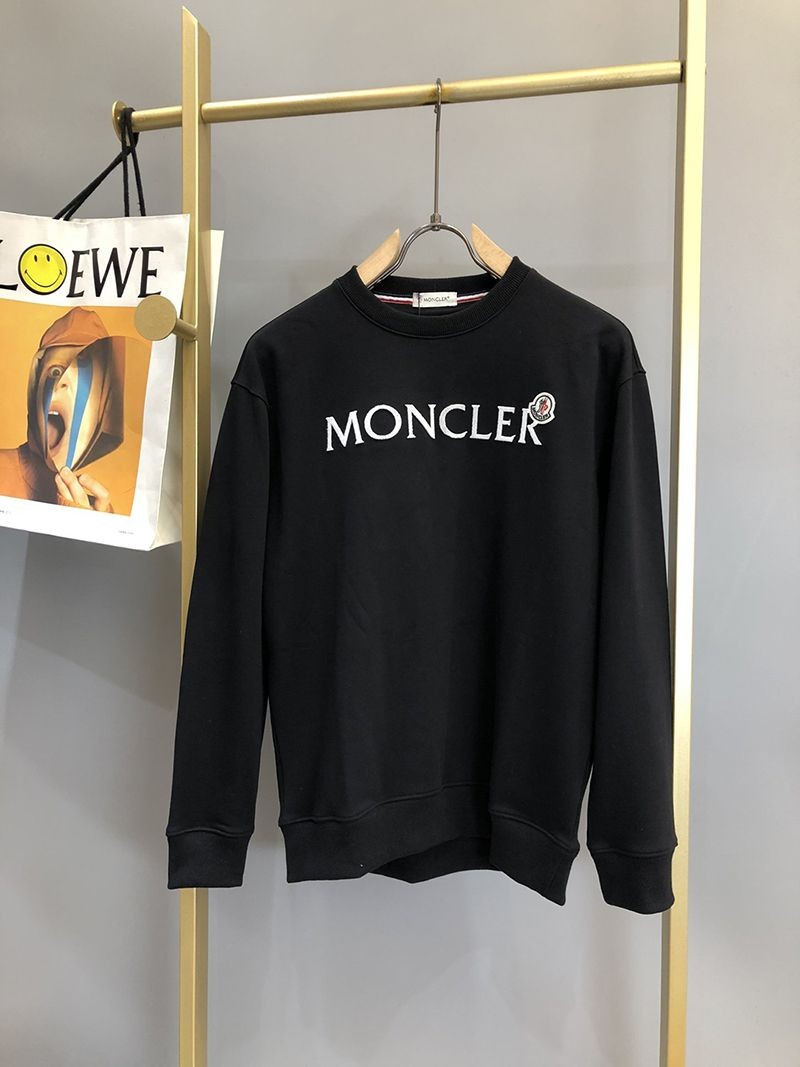 Sold out Moncler Replica Lettering Flocked Logo Cotton Fleece Sweatshirt 2 Colors mog93697