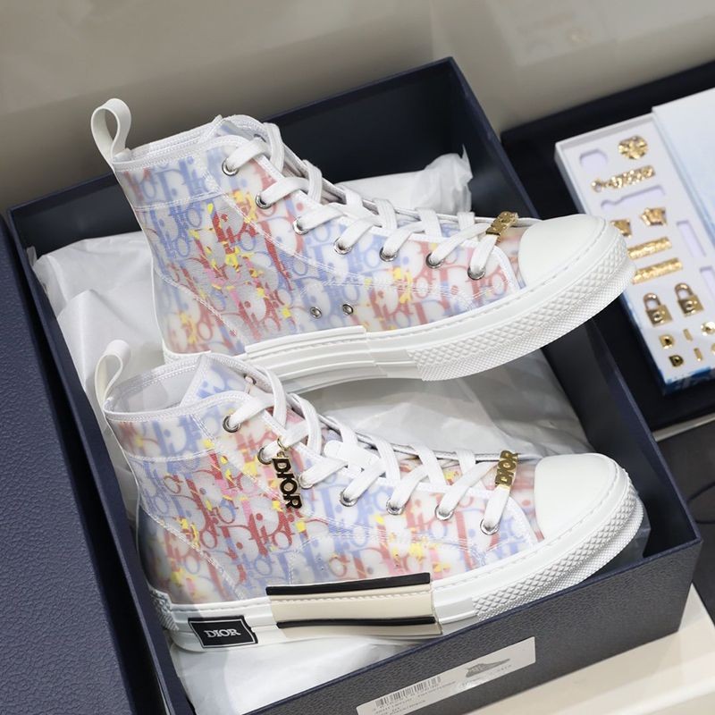 Extremely rare! Dior replica B23 high top sneakers ★ Multicolor oblique canvas dek60452