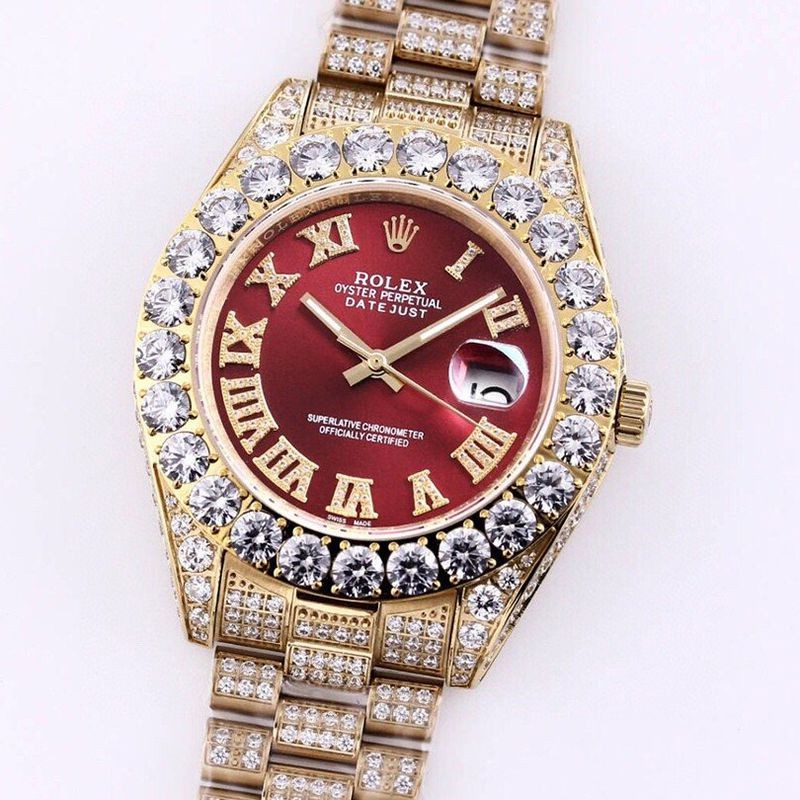 No customs duties Rolex replica watch Datejust 41mm men's red all diamond roe47613 No customs duties Rolex replica watch Datejust 41mm men's red all diamond roe47613