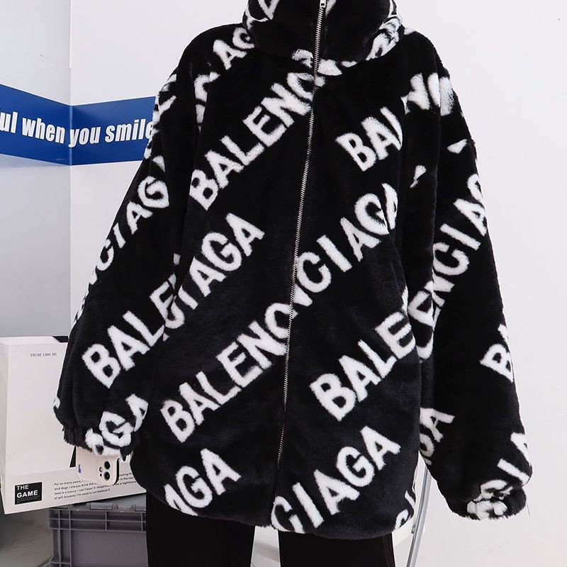 New Spring Balenciaga ALLOVER LOGO Soft Jacket Replica ◆Black◆ bas64466