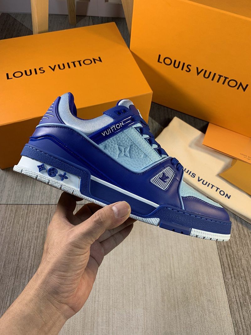 21 New Louis Vuitton LV Trainer Line Replica Sneakers Blue 1A8WEL