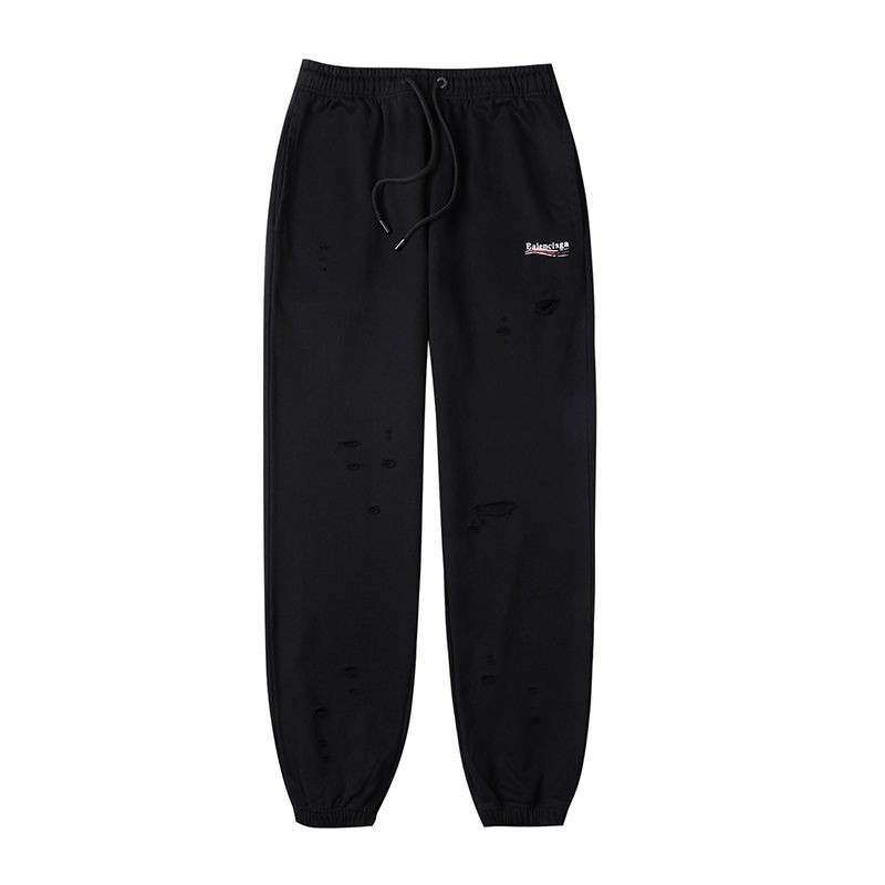 Eye-catching color Balenciaga fake Political Campaign Sweat pants ★ Curly fleece black bav26689