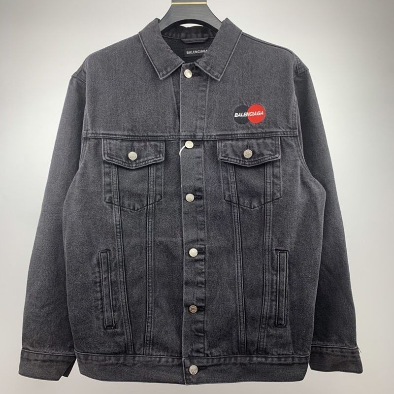 Balenciaga UNIFORM Denim Logo Jacket Replica Black 620730TBP471105 with Tracking