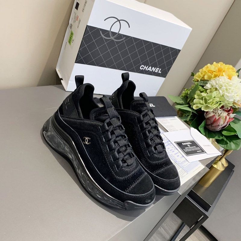 Cute Chanel popular sneakers black replica shg08577