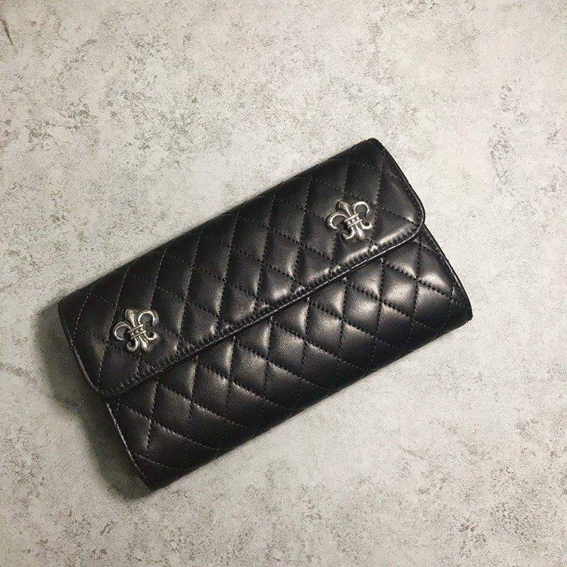 Tracked shipping Chrome Hearts/Wave #4?3 snap?Black light leather fake Kum23680