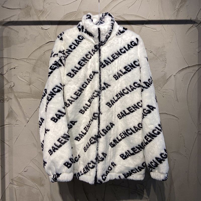 Hard to find Balenciaga ALLOVER LOGO soft jacket replica ◆ White ◆ bai53691