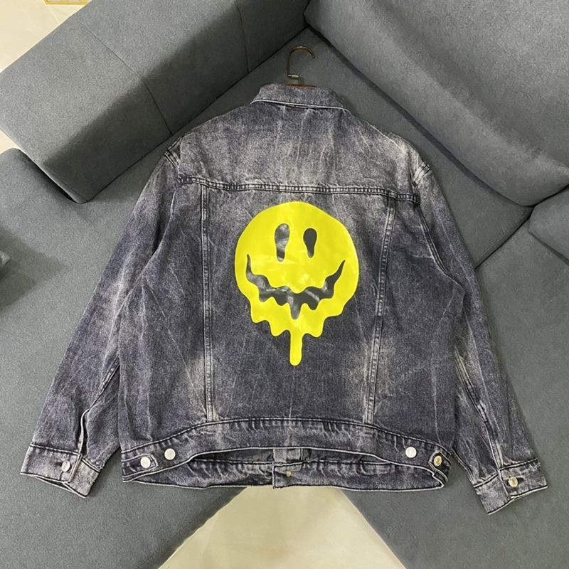 Classic Balenciaga copy Drip Peace Large Fit jacket ★ Stonewashed black denim bau61029