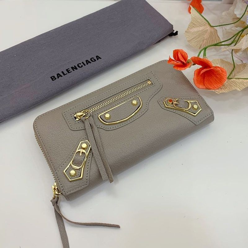 Very popular: Balenciaga round zipper fake long wallet with coin purse/Neo Classic Brown baf96233