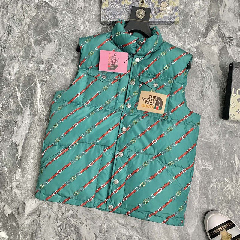 Rare color Gucci x North Face Monogram Down Vest Replica Noy87428