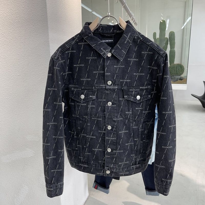 [Not available in Japan] Balenciaga Replica Twill Logo Oversized Jacket★Soft Denim Black bas29351
