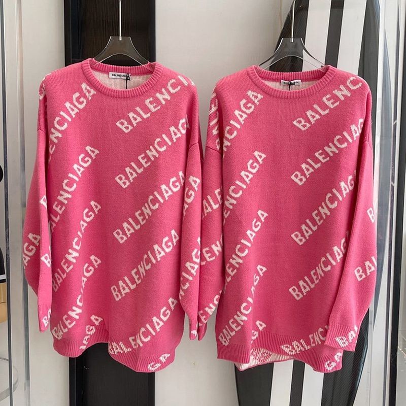 Battle for Balenciaga Replica Allover Logo Sweater Knitwear Pink bav83740