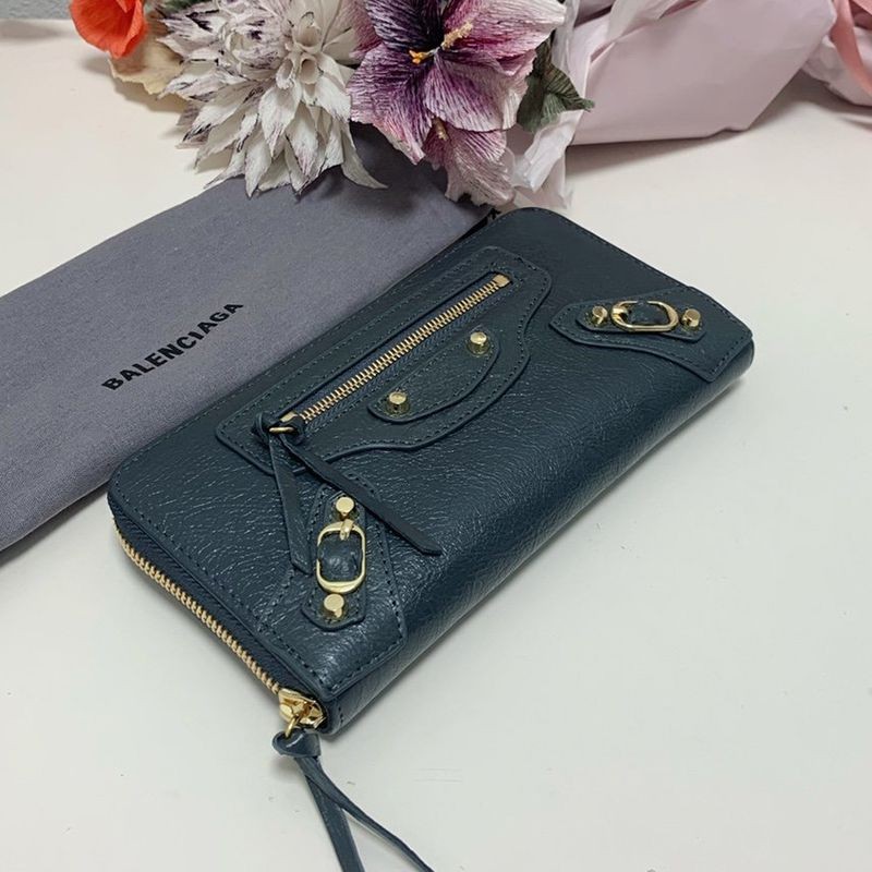 Not available in Japan Balenciaga Round Zipper Fake Long Wallet with Coin Purse/Neo Classic Dark Gray bav10494