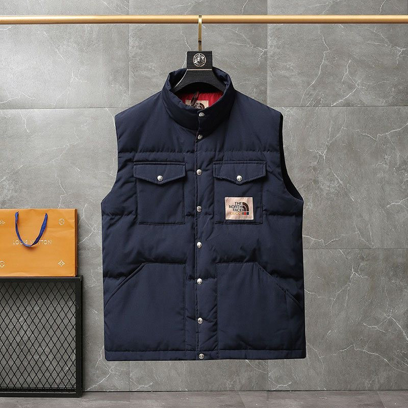 Rare 2021 Collaboration Gucci North Face Replica Down Vest Navy Noc49383