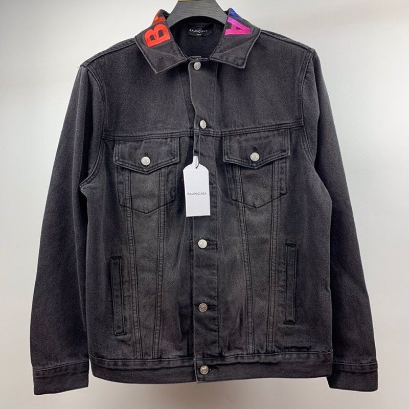 [Limited color] Balenciaga denim jacket replica ★ Soft denim black bal85369