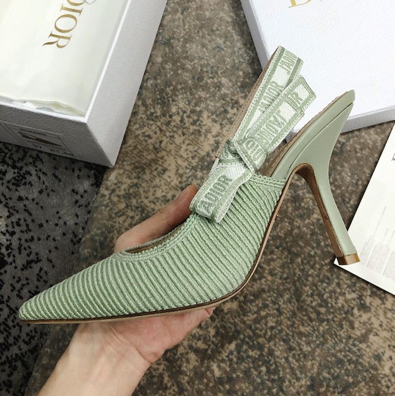 Love at first sight? J'adior fake slingback pumps★Heel 9.5cm Green technical fabric deu99974