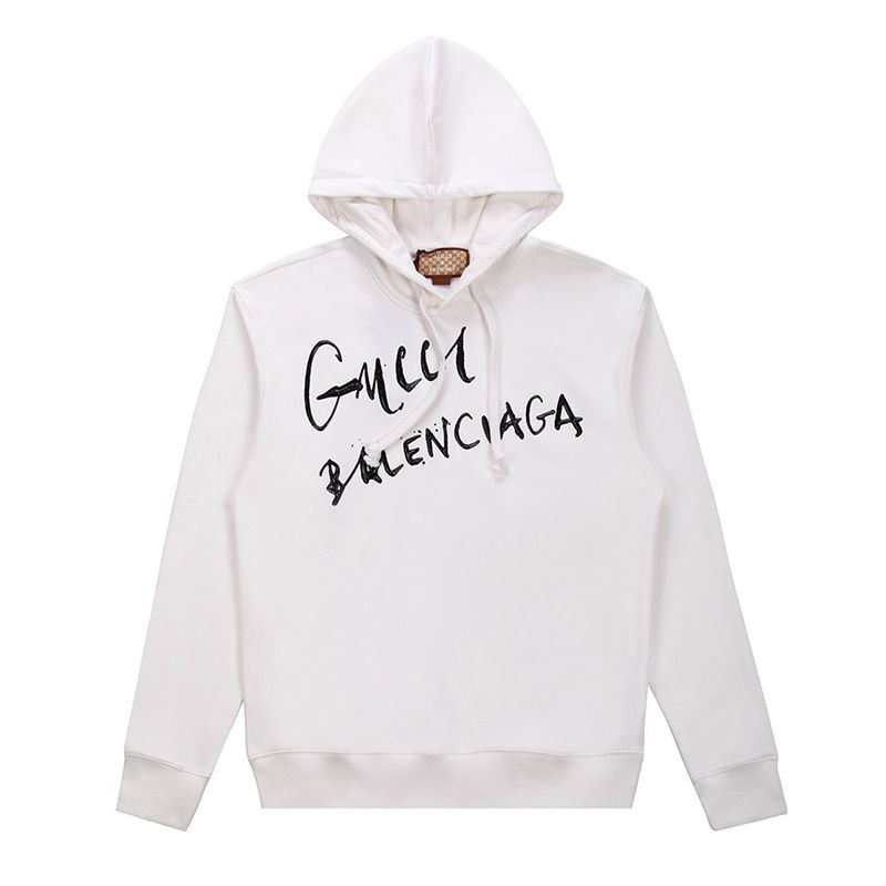 Love at first sight? Gucci x Balenciaga Replica White Logo Cotton Hoodie guv95195