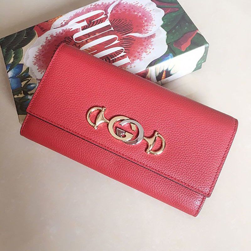 New [Gucci Zumi] Leather Continental Wallet Replica gg21082706