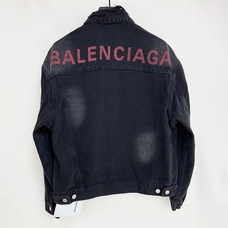 Very popular all over the world? Balenciaga logo denim jacket copy black bam64053