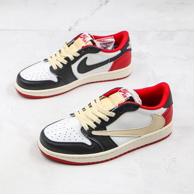21-22AW Nike x Travis Scott Replica Air Jordan 1 Retro Low Sneakers Black White Red CQ4278088