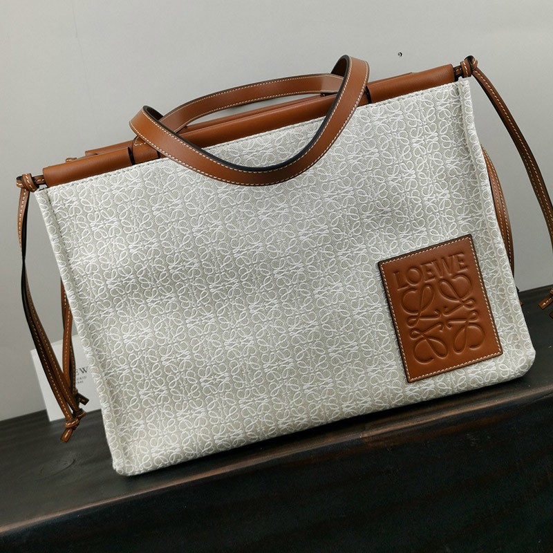 Loewe Cushion Tote Replica Small Bag Canvas Jacquard A612A93X251268 Tote Bag Anagram