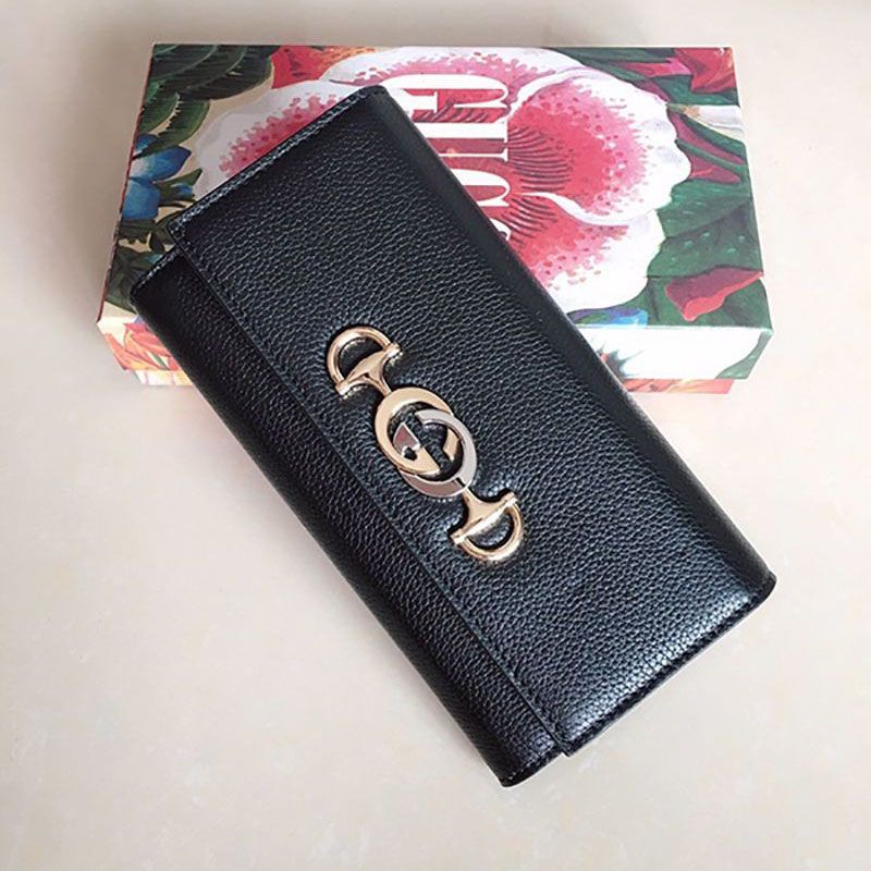 New [Gucci Zumi] Leather Continental Wallet Replica 573612 1B90X 1000