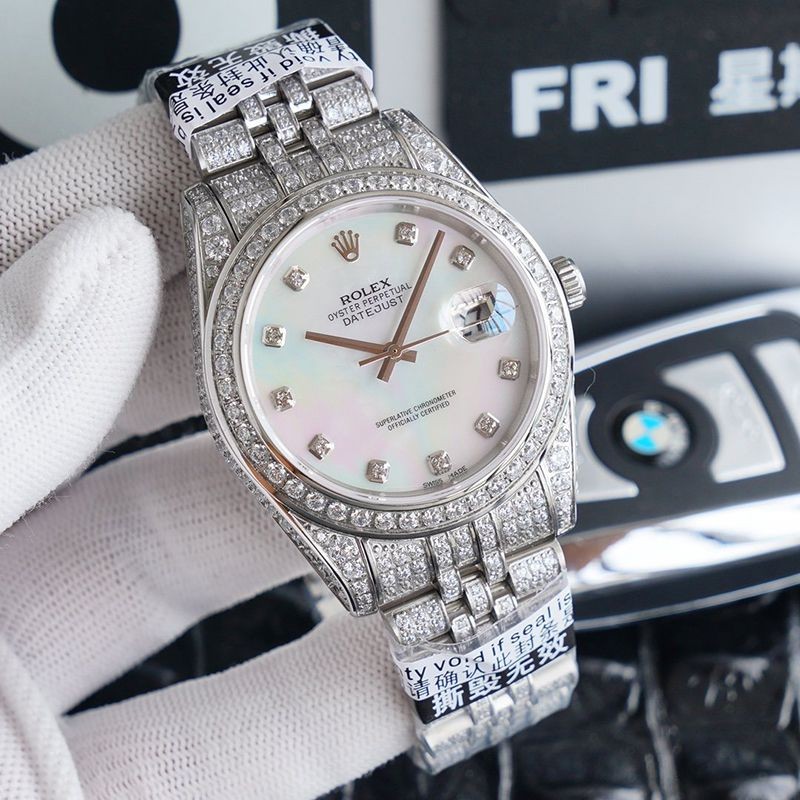 Rare Rolex Watch Replica Datejust 41MM White Men's Full Diamond rob66947 Rare Rolex Watch Replica Datejust 41MM White Men's Full Diamond rob66947