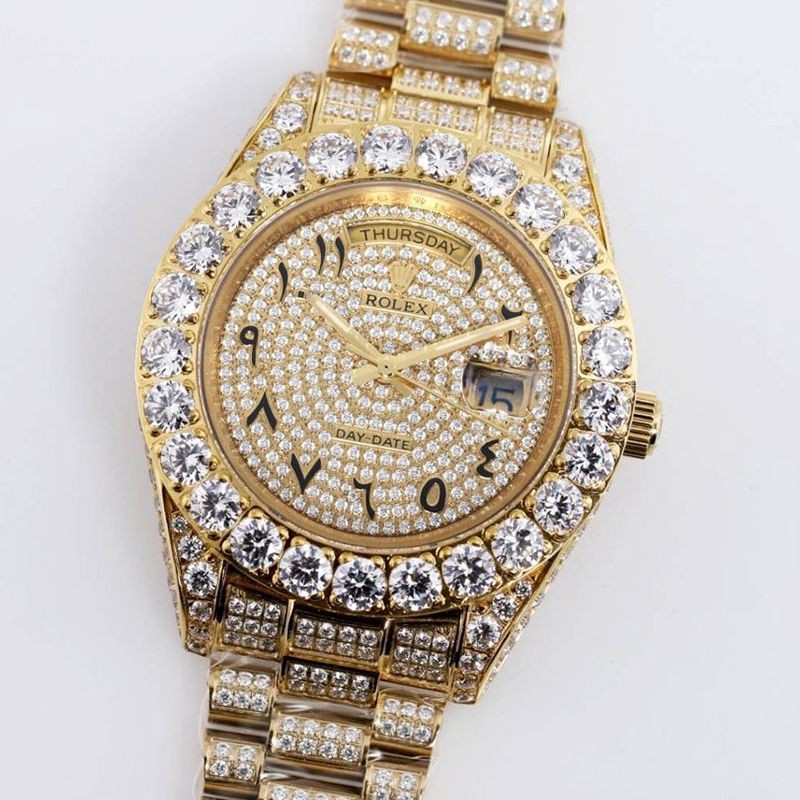 Want it? Ultra-limited? Rolex replica watch Day-Date 39MM Men's Champagne Full Diamond rob94991