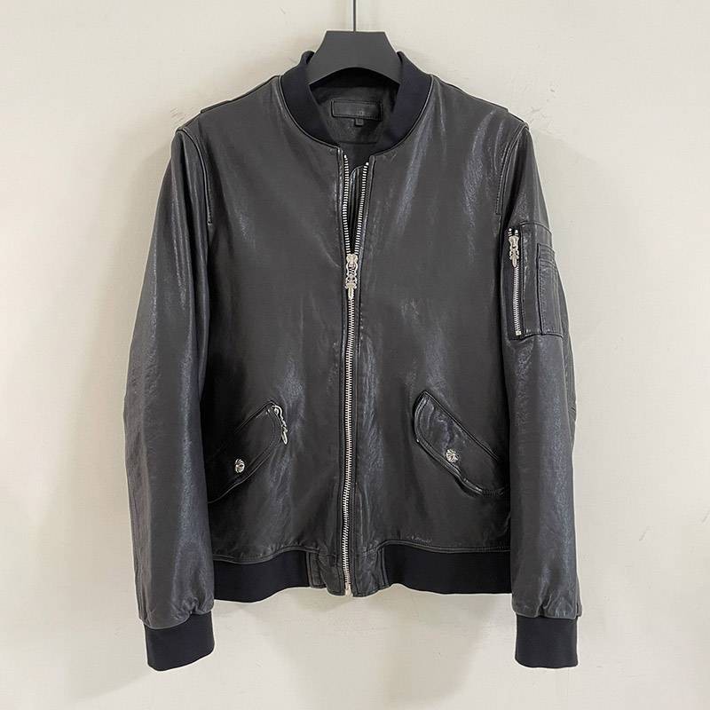 Luxurious Chrome Hearts Aviator Leather Jacket Kuf70606