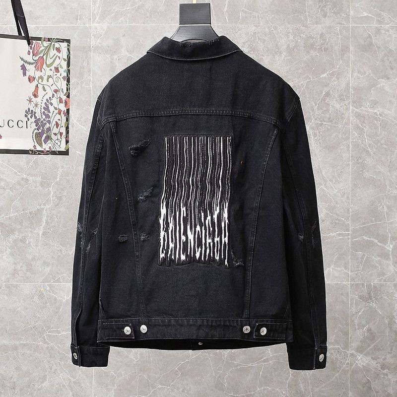 Rare Balenciaga Barcode Large Fit Jacket Replica ★ Black Denim bax80679