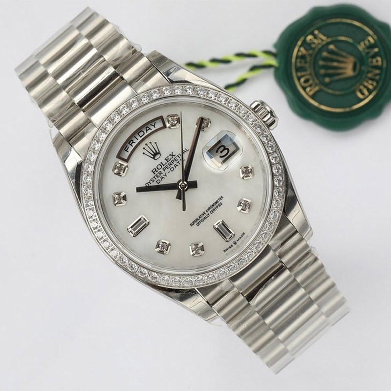 Very popular: Rolex replica watch, day-date, silver, 36mm, roc20921