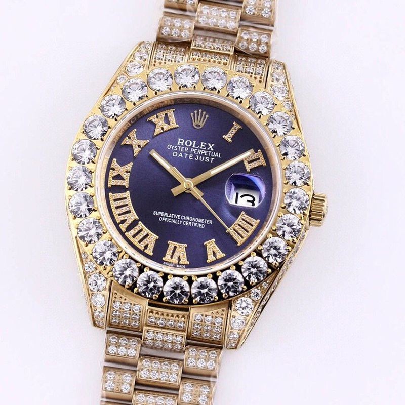 No.1 Rolex Replica Watch Datejust 41mm Purple Men's Full Diamond roq92710